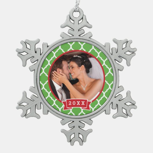 Flocon De Neige Ornement photo Mariage personnalisé (Devant)