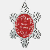 Flocon De Neige Ornement Red Rustic Holly Snowflake (Vue impression)