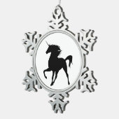 Flocon De Neige Ornement Silhouette Silhouette Unicorne Noire (Vue impression)