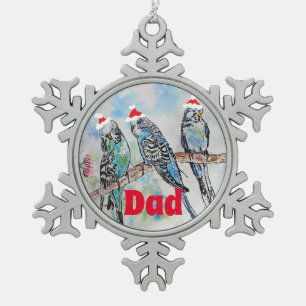 Flocon De Neige Père Noël Budgie Parrot Budgies père ornement