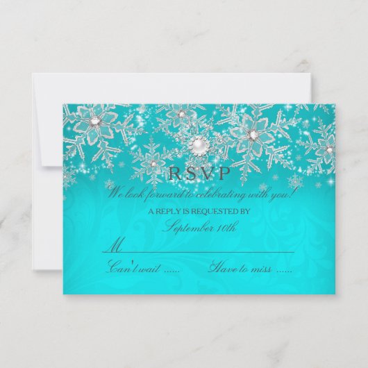 Flocon de neige perle cristal sarcelle argent RSVP (Devant)
