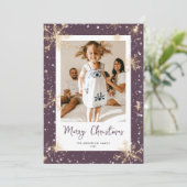 Flocon de neige pourpre brillant Cartes de Noël ph (Debout devant)