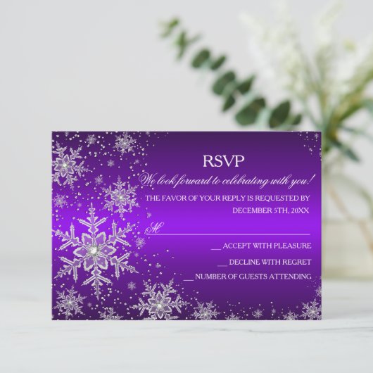 Flocon de neige pourpre Fête de Noël RSVP (Debout devant)