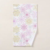 Flocon de neige rose étincelant (Serviette à main)
