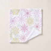 Flocon de neige rose étincelant (Gant de toilette)