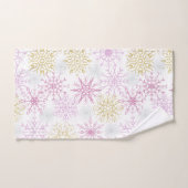 Flocon de neige rose étincelant (Serviette à main)