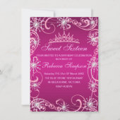 Flocon de neige rose Shimmer Invitation (Devant)