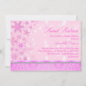 Flocon de neige rose Sweet16 Invitation (Devant)