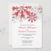 Flocon de neige Rouge Argent d'hiver Invitations d (Devant)