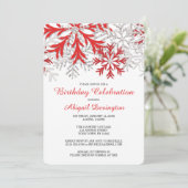 Flocon de neige Rouge Argent hiver Invitations d'a (Debout devant)