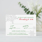 Flocon de neige rouge avec mariage hiver vert RSVP (Debout devant)