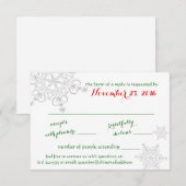 Flocon de neige rouge avec mariage hiver vert RSVP (Devant / Derrière)