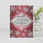 Flocon de neige rouge en argent doux 16 Invitation (Debout devant)