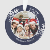 Flocon de neige rustique Navy Blue Photo Noël (devant)