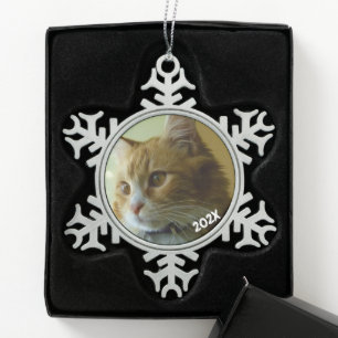 Flocon De Neige Snowflake classique Photo Datée Ornement d'arbre d