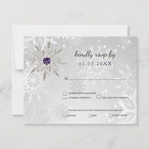 flocon de neige violet argent mariage hiver rsvp