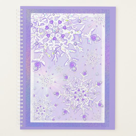 flocon de neige violet clair et coeur étincelant (Devant)