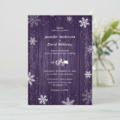 Flocon de neige violet rustique Invitations de mar (Debout devant)