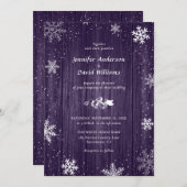 Flocon de neige violet rustique Invitations de mar (Devant / Derrière)