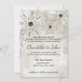 flocon d'or argenté invitation de mariage d'hiver (Devant)