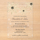 flocon d'or argenté invitation de mariage d'hiver (Recto)