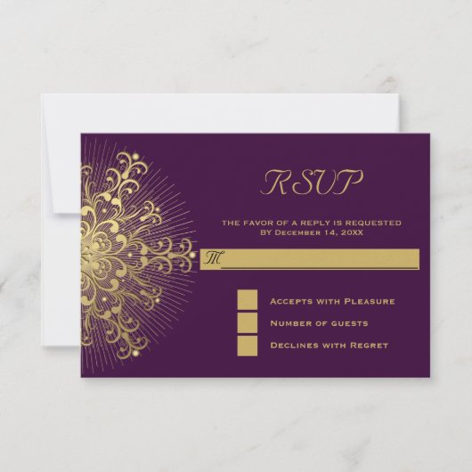 Flocon d'or sur le mariage d'hiver violet réponse  (Devant)