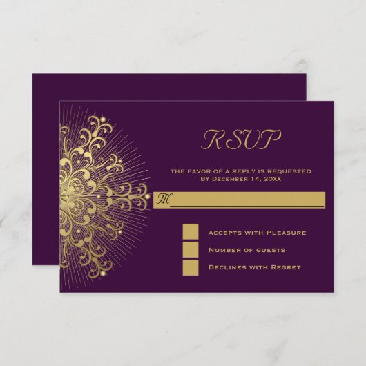 Flocon d'or sur le mariage d'hiver violet réponse (Devant / Derrière)