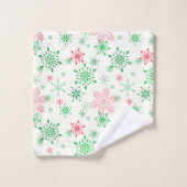 Flocon rouge et vert de Noël (Gant de toilette)