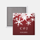 flocon rouge Magnet Réservez la date (Recto/Verso)