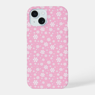 Flocons blancs sur motif d'hiver rose clair