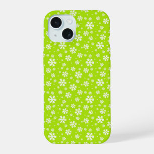 Flocons blancs sur motif vert d'hiver