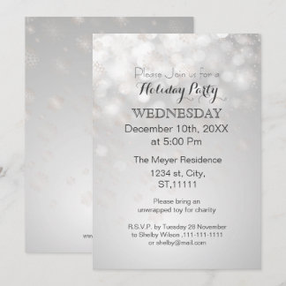 flocons d'argent et invitations de fête de vacance