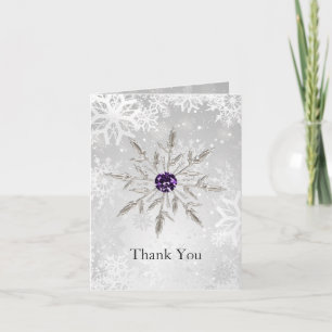 flocons d'argent violet neige Merci de mariage d'h