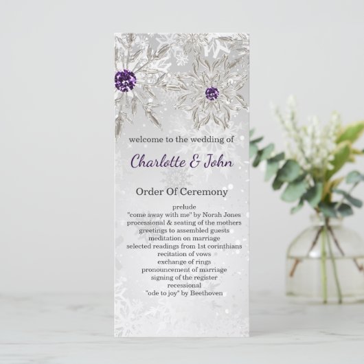 flocons d'argent violet programmes de mariage d'hi (Debout devant)