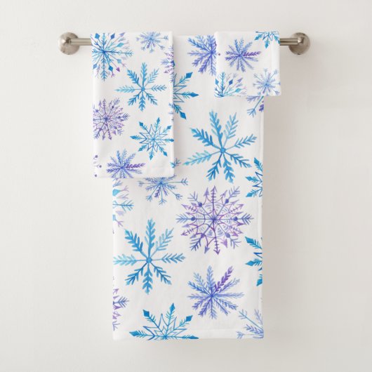 Flocons de neige à l'aquarelle bleu & violet (En situation)