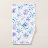 Flocons de neige à l'aquarelle bleu & violet (Serviette à main)