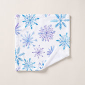 Flocons de neige à l'aquarelle bleu & violet (Gant de toilette)