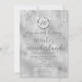 Flocons de neige blancs argentés Invitations d'hiv (Devant)