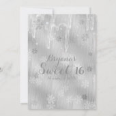Flocons de neige blancs argentés Invitations d'hiv (Dos)