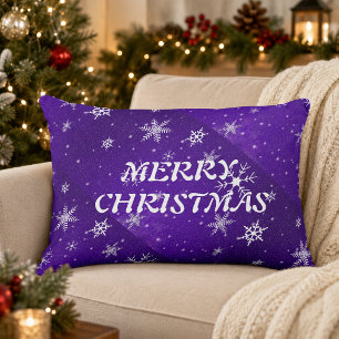 Flocons de neige blancs Coussin à fond bleu-violet