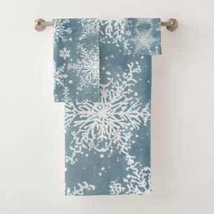 Flocons de Neige Bleus Aquarelle Hiver