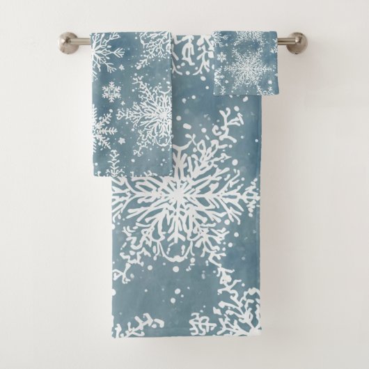 Flocons de Neige Bleus Aquarelle Hiver (En situation)