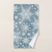 Flocons de Neige Bleus Aquarelle Hiver (Serviette à main)