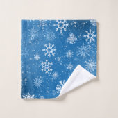 Flocons de Neige Bleus Classique Hiver Blanc (Gant de toilette)