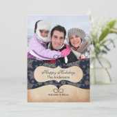 Flocons de neige bleus rustiques  carte de vacance (Debout devant)