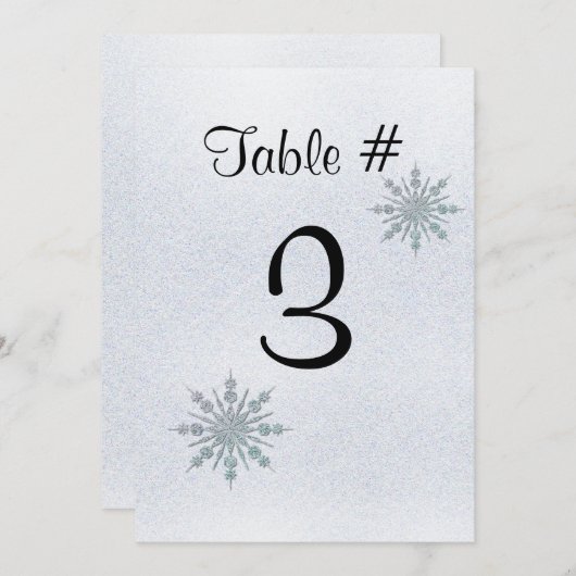 Flocons de Neige de Cristal Numéro de Table de Mar (Devant / Derrière)