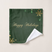 Flocons de neige dorés verts élégants pour les fêt (Gant de toilette)