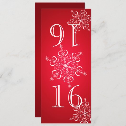 Flocons de neige élégants numéro de table rouge 2 (Devant / Derrière)