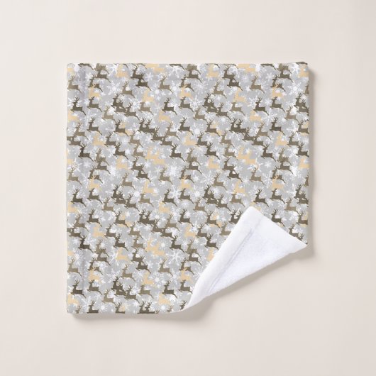 flocons de neige et cerfs (Gant de toilette)