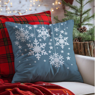 Flocons de neige et coussin d'étoiles, bleu